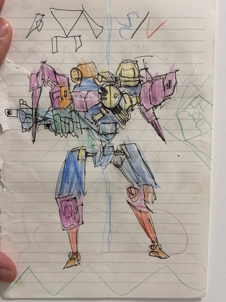 Dessin au stylo de XeVeX et coloriage de Listar du Mech Eclypse.