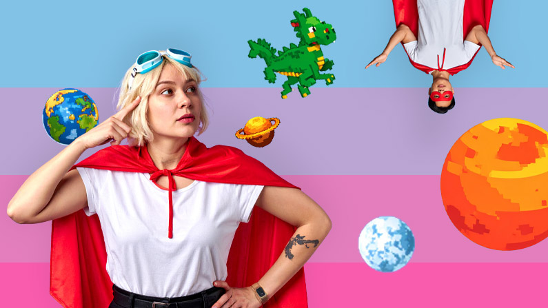 Super héros adultes et leur mondes imaginaire.