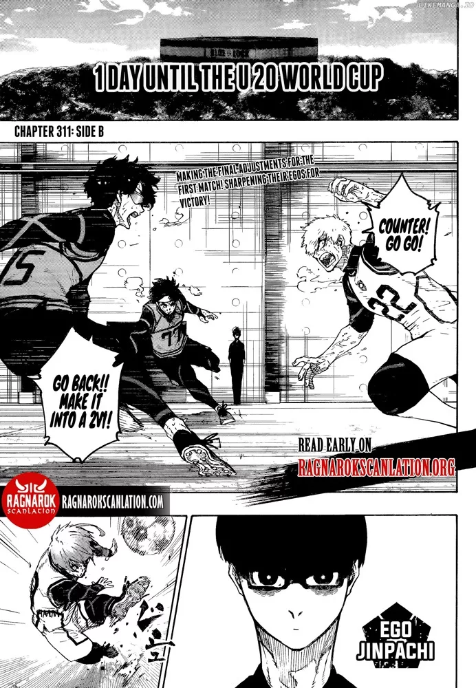 Image du manga du chapitre 311 du manga Blue Lock sur le football fictif japonais.