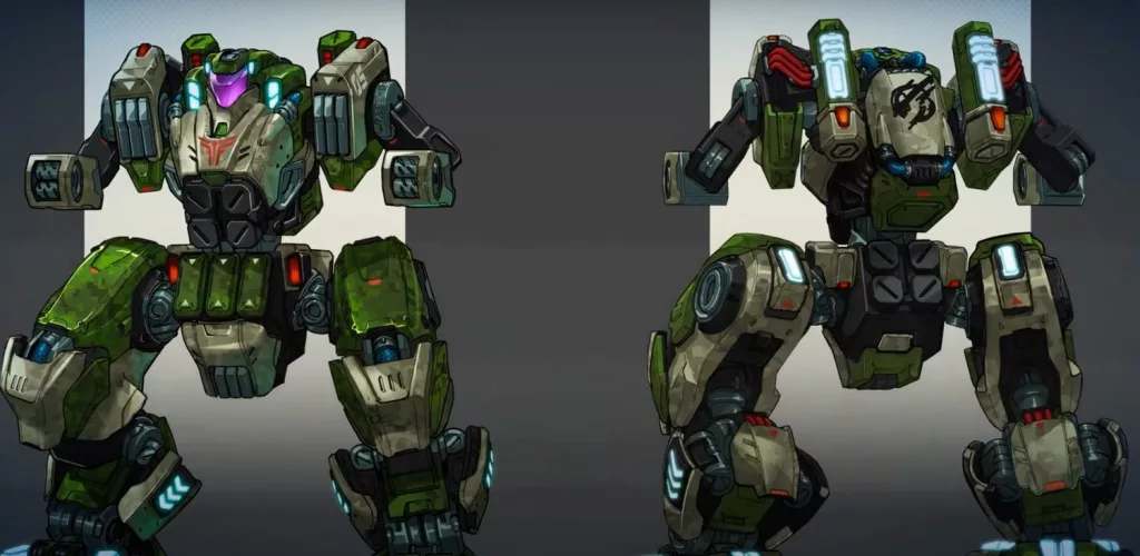 Esquisse en 3D d’un nouveau robot légendaire nommé EarthQuake, au design massif et imposant.