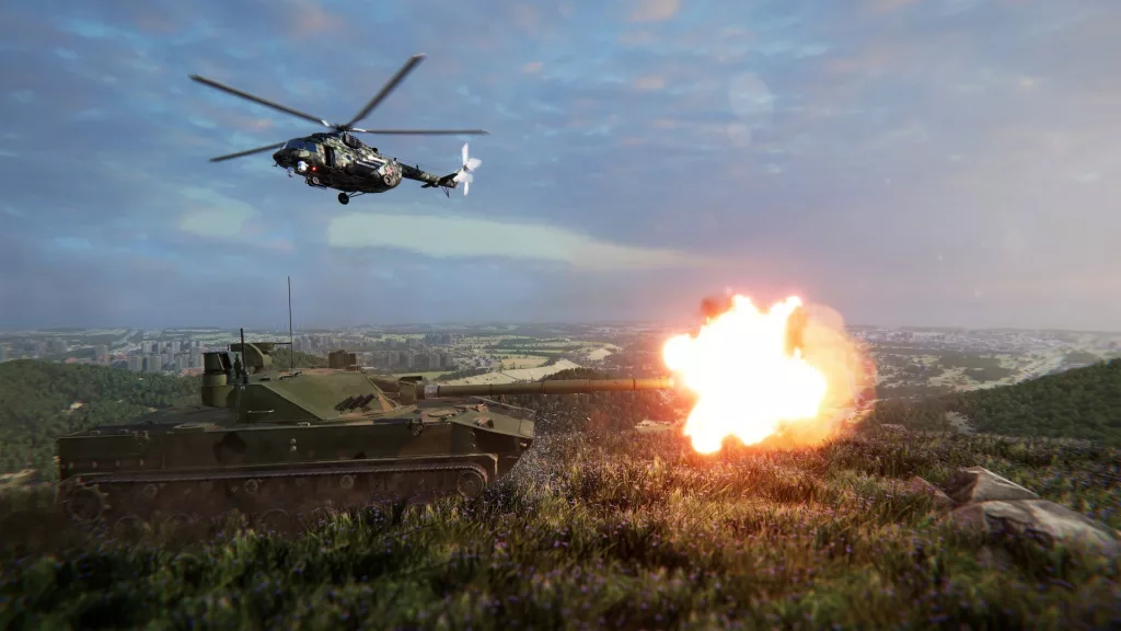 Image du jeu Broken Arrow Vanguard Edition avec un char d'assaut en plein tir.