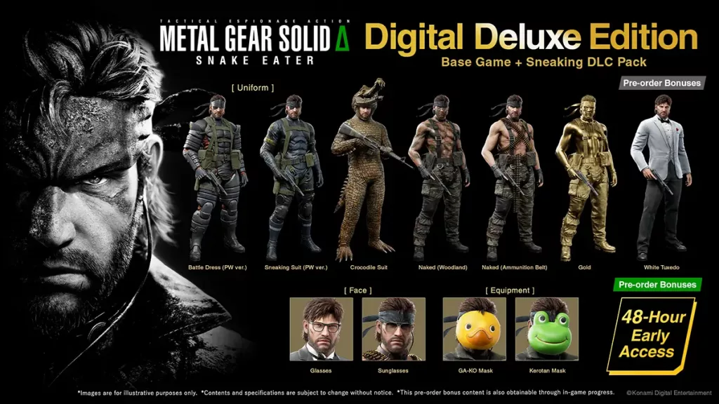 Image des bonus de l'édition deluxe du jeu Metal Gear Solid Delta