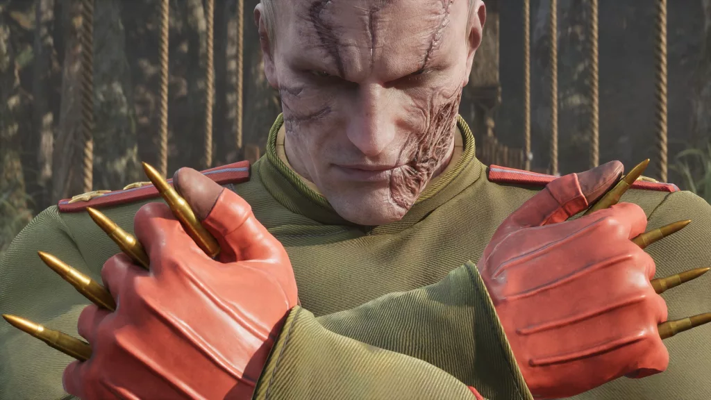 Le visage scarifié du Colonel Volgin le rend encore plus vilain et dangereux.