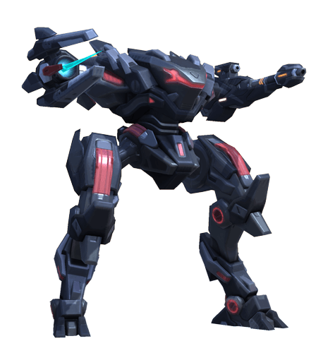 Visuel du mécha Panther (Mech Arena) — robot de combat déployant une barrière d’énergie pour bloquer les tirs et contrôler les lignes de vue.