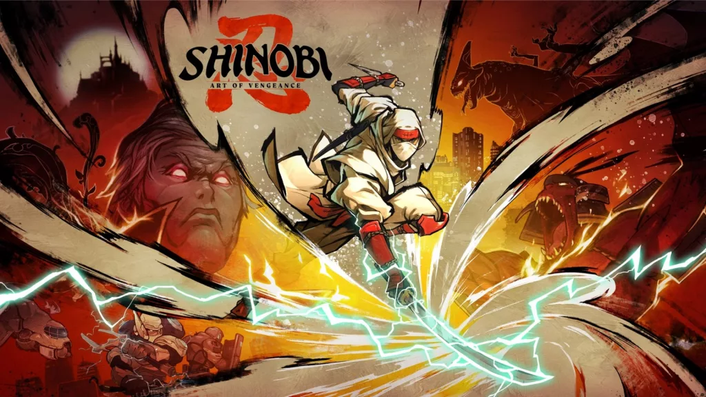 Affiche promotionnelle de « Shinobi: Art of Vengeance » montrant le ninja principal.
